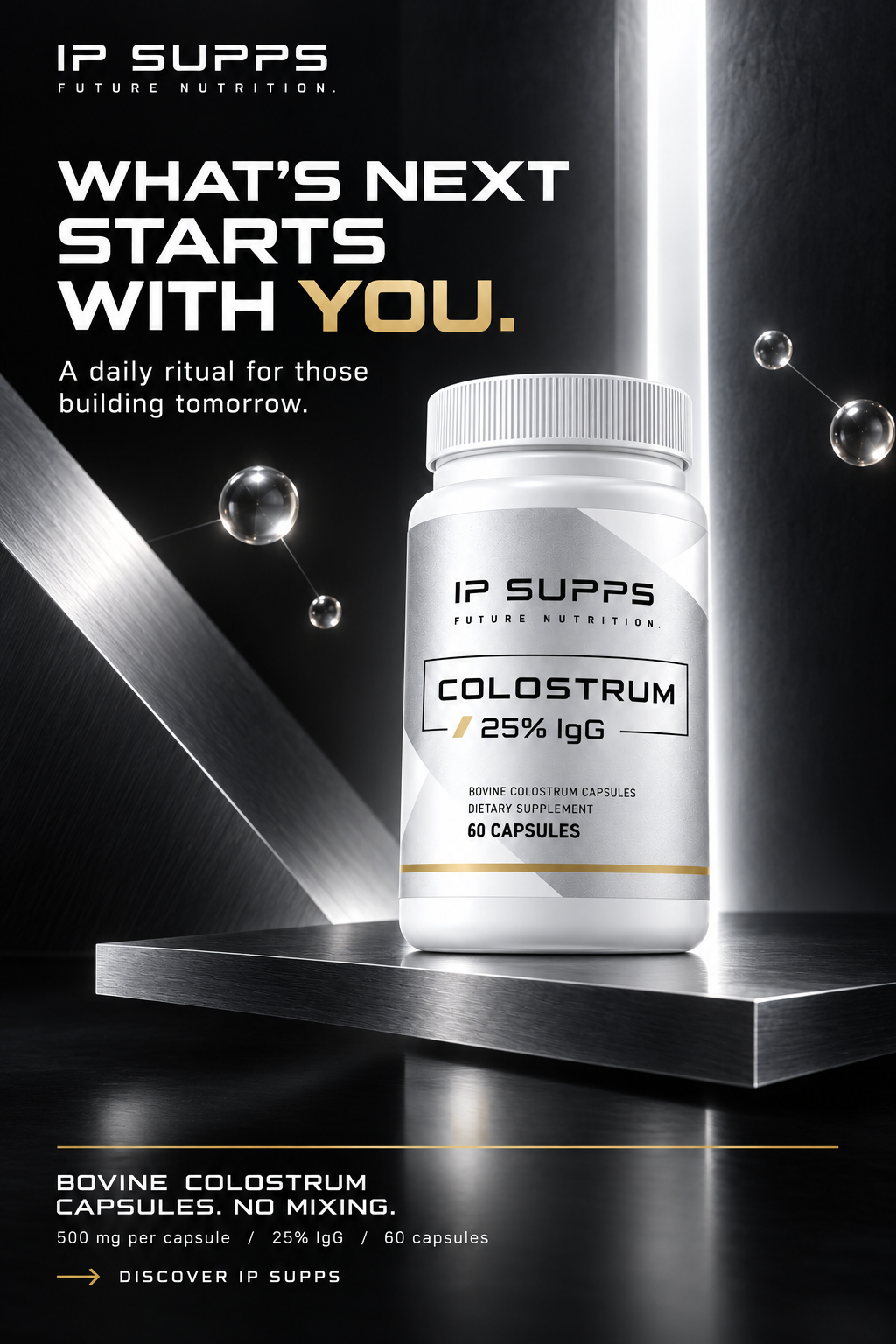 IP SUPPS Colostrum bottle render